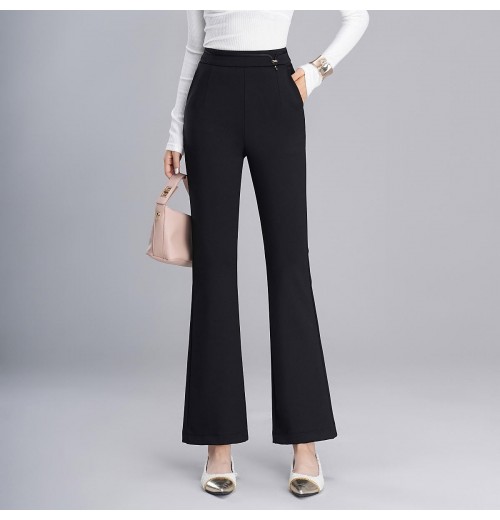 Elastic high-waisted casual pants new women's loose bell bottoms