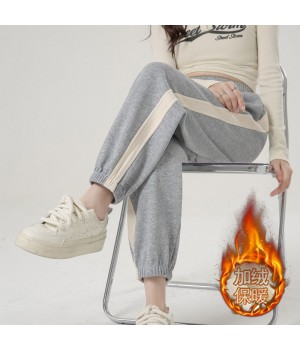 Factory stock simple style legged Harlan pants full of jogging pants winter sports leisure embroidery Plush warm clothes