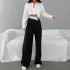 New Designs Mid Waist Women Wide Leg Trousers Fashion Casual Women's Pants