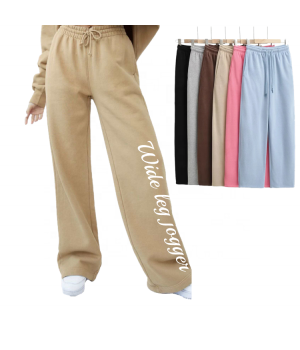 Luluxixiyaya Sweat Pants 100% Cotton 330gsm Thick Warm Feel Wide Leg Loose Long Women's Pants Trousers Casual Jogger