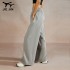 JIEJIN Wholesale Blank Unisex Super Strech 100% Cotton Warm Lightweight Sweatpants Jogger Stacked Pants